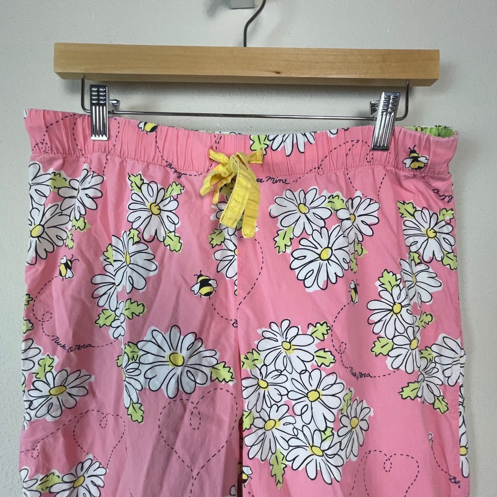 Nick and Nora Bee Mine Pajama Set Women's Size S Pink Daisy Cotton Whimsical - Picture 3 of 16